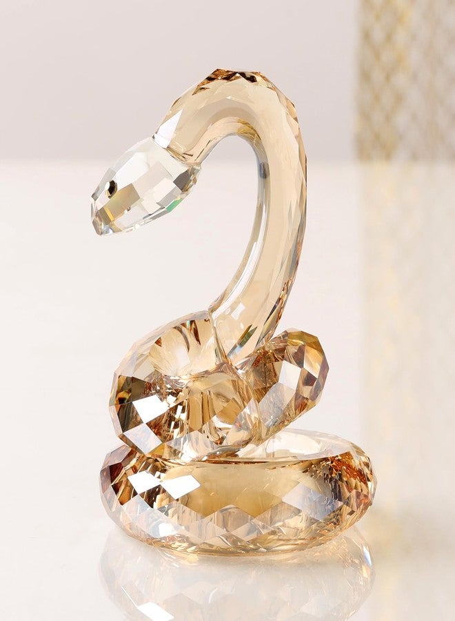 DOJOZ Crystal Coiled Snake Realistic Animal Holiday Collection Table top Ornament Home Decor Collectible Figurines Christmas New Year Gifts (Gold) - Image 2